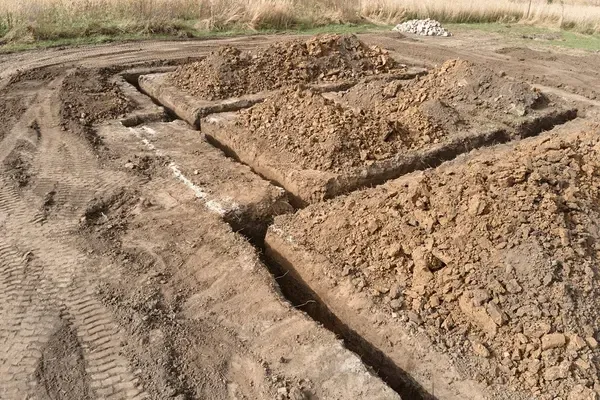 Foundation trench excavation for new home construction